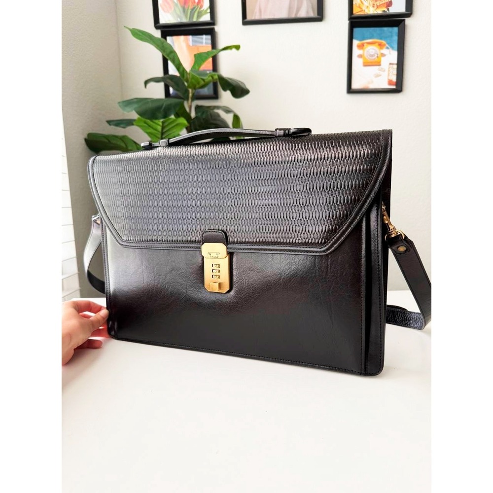 Vintage Bally Leather Briefcase Italy Reptile Embossed Laptop Business Bag